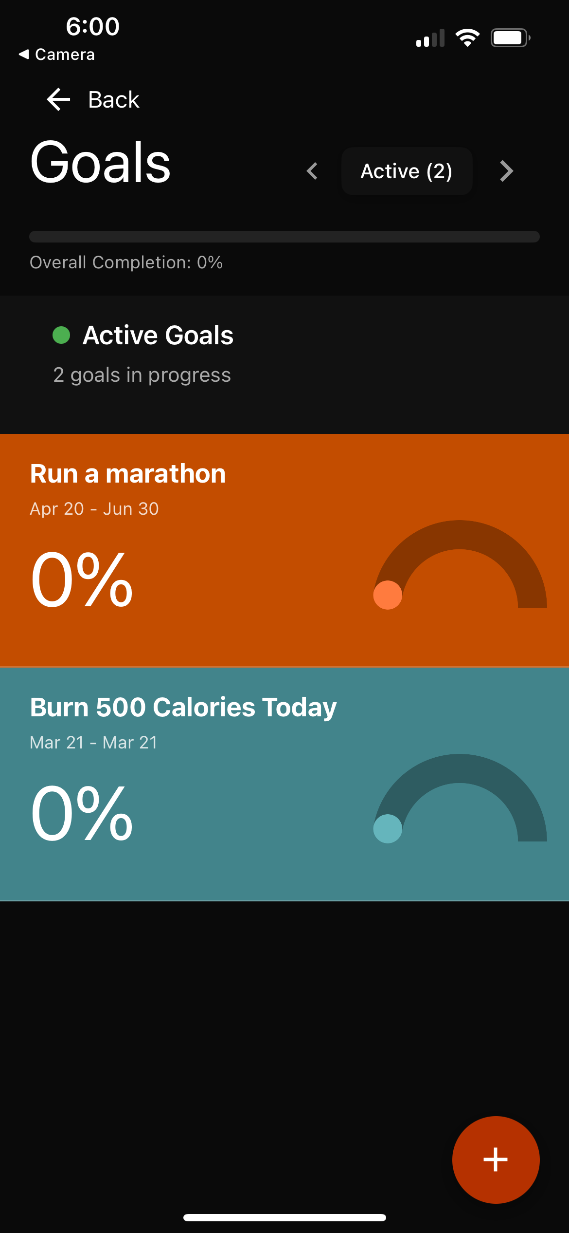 Goals App Screen